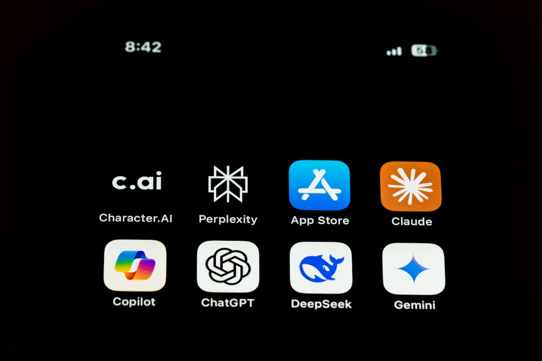 All famous AI chat apps like Character.AI, Perplexity, Claude, Copilot, Chat GPT, Deepseek, Gemini with Appstore icon on an iphone screen. — Foto: Saradasish Pradhan / Unsplash
